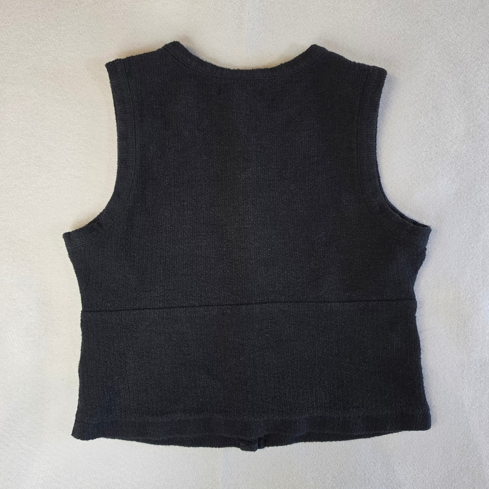 Madewell Minimalist 90s Chic Knit Button-Front Vest Black Quiet Luxury M Goth - Picture 7 of 7